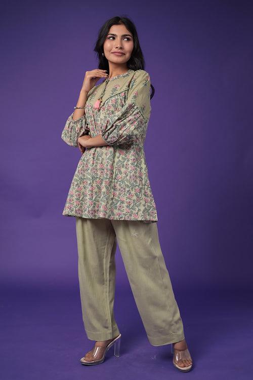 Printed Cotton Kurta Set Stitched