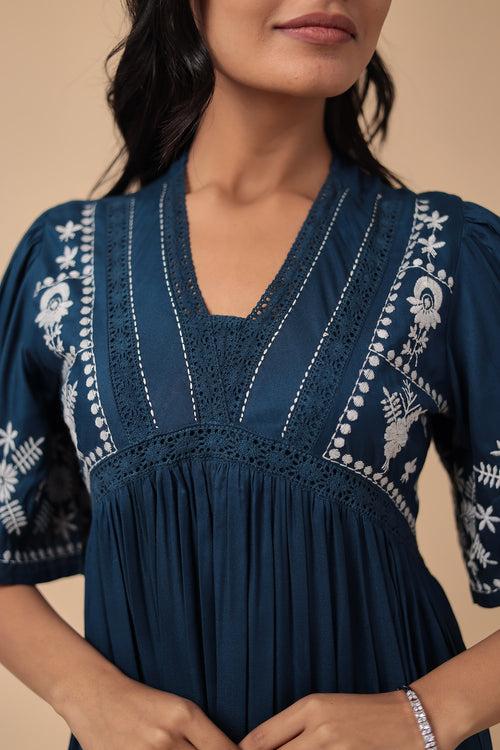 Cotton Dress with Embroidered work
