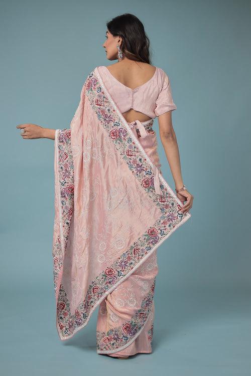 Silk Saree with Sequins Embroidered work