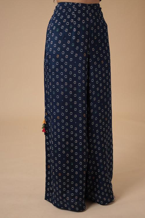 Printed Chinon Indowestern with Embroidered work