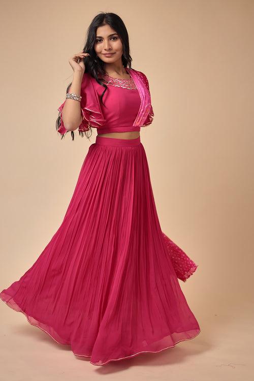 Bandhej Georgette Indowestern with Embroidered work