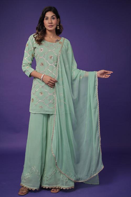 Georgette Suit Embroidered with Aari work