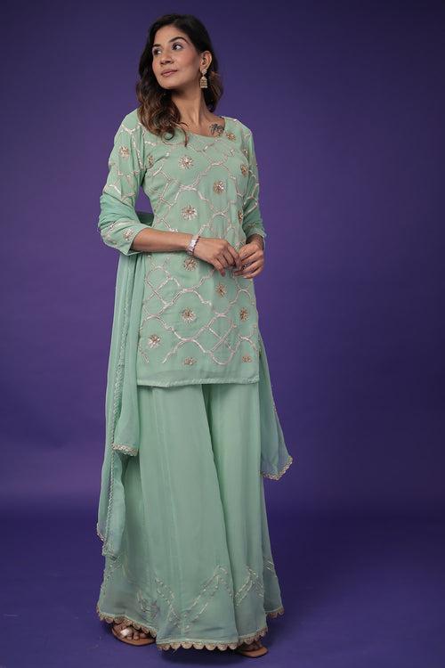 Georgette Suit Embroidered with Aari work