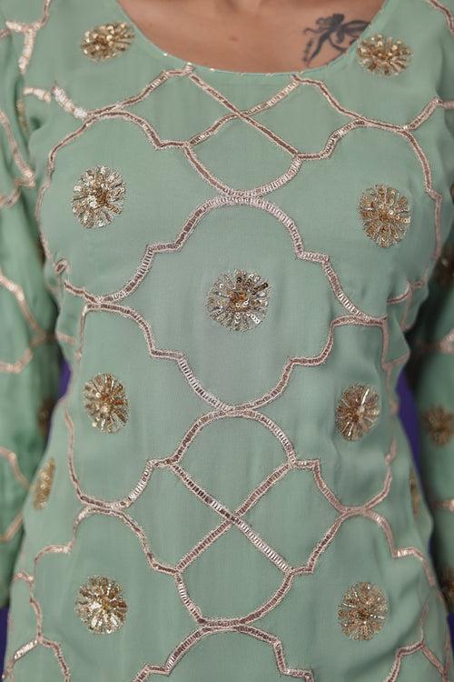 Georgette Suit Embroidered with Aari work