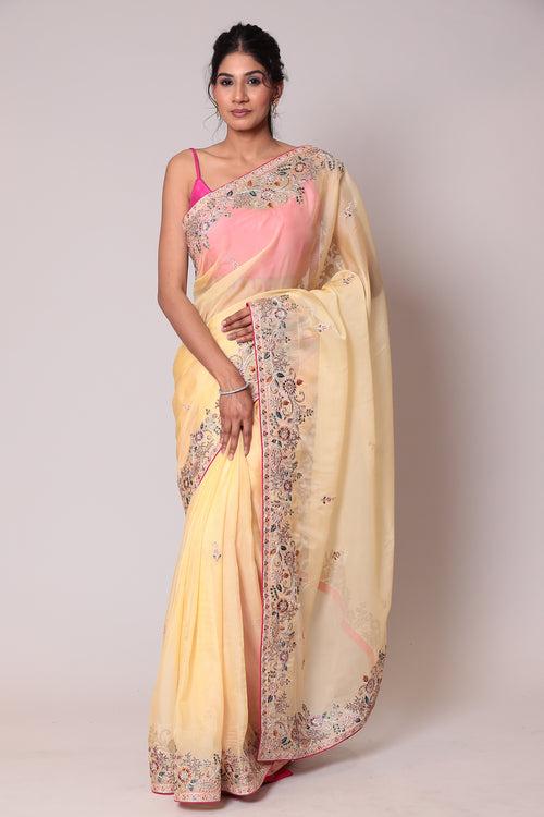 Tissue Saree with Thread work.