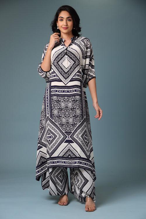 Printed Crepe Kurta Stitched