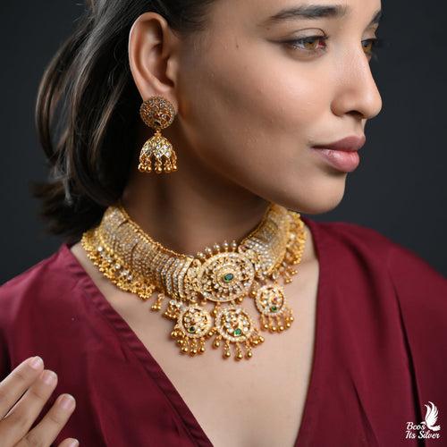 GOLD PLATED NECKLACE WITH EARRING - 5791