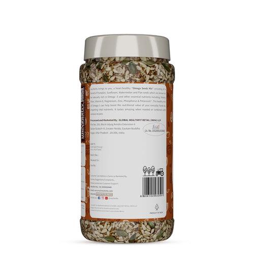 Omega Seeds Mix with richness of Flax, Pumpkin, Watermelon & Sunflower seeds with omega-3, dietary fiber, protein and essential nutrients helpful for Weight Loss, Heart & Good Skin