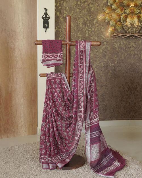 Pure Linen Cotton Saree -00325