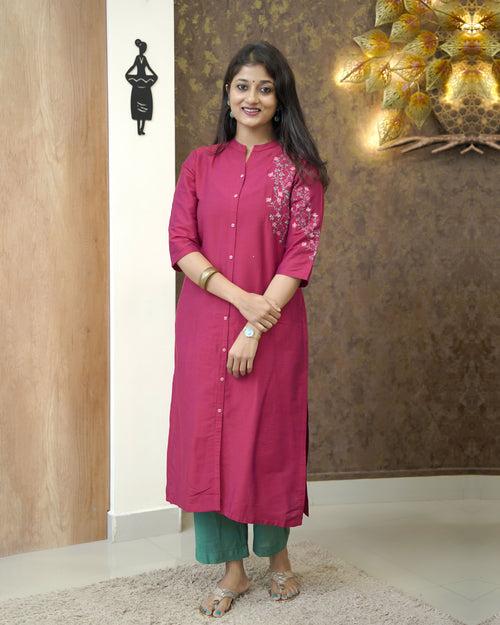 Raw Cotton Slitted Kurti- 00278