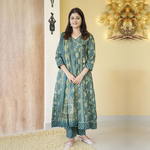 Pure Cotton Anarkali Kurti Set-4541