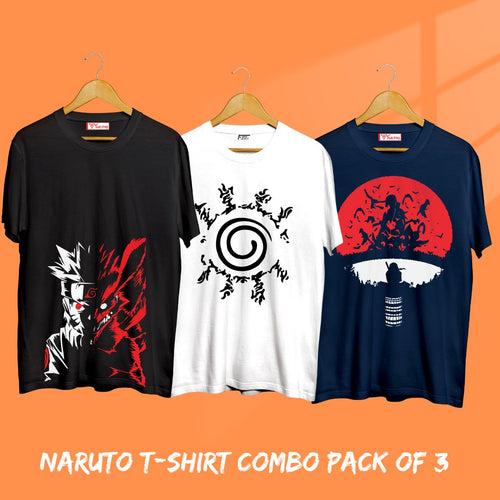 Naruto T-shirt Combo Pack Of 3 - Kurama X Seal X Itachi Uchiha