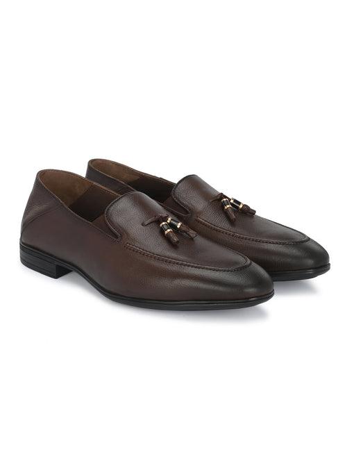 Egoss Gold Tassel Loafers for Men