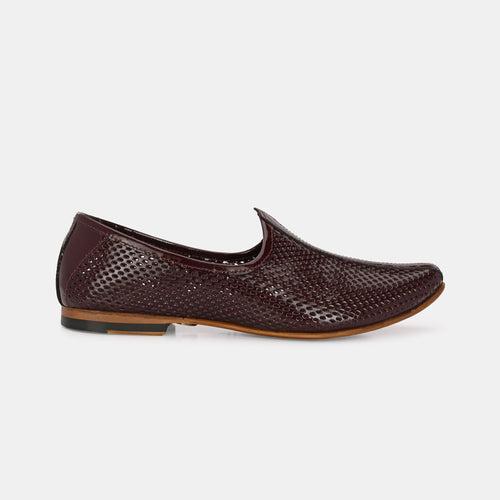 Patent Cherry Perforated Ethnic Jooti by Lafattio