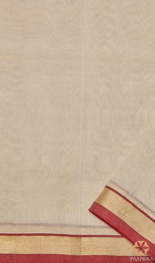 Pure Venkatagiri Handwoven White Cotton Saree With MultiColor Parrot Detailing On Palla