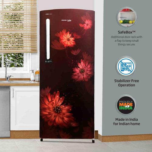 Voltas Beko 185 L, 3 Star, Single Door DC Refrigerator (Dahlia Wine)