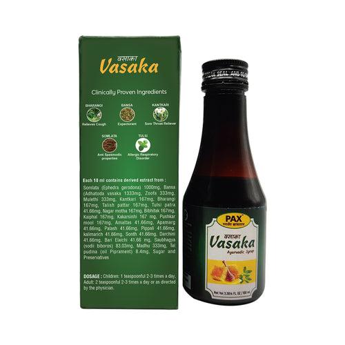 Paxvedic Vasaka -100 ml syrup with Tulsi, Bhranga, Bansa, kantkari & Somlata