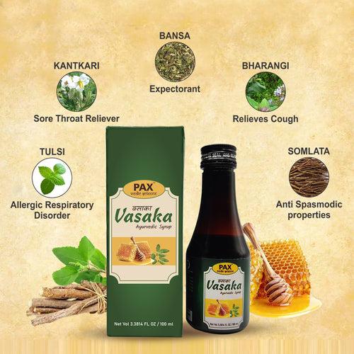 Paxvedic Vasaka -100 ml syrup with Tulsi, Bhranga, Bansa, kantkari & Somlata