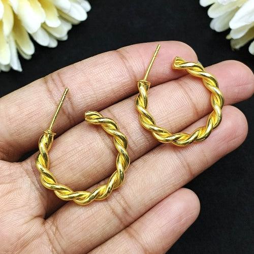 Gold Twisted Chunky Hoop Earring