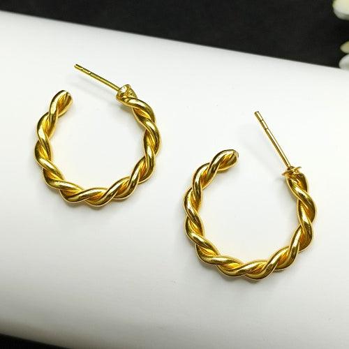 Gold Twisted Chunky Hoop Earring