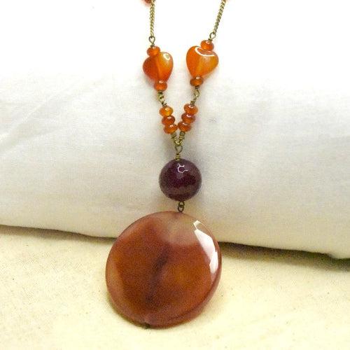 Carnelian Gemstone Necklace Earring Set