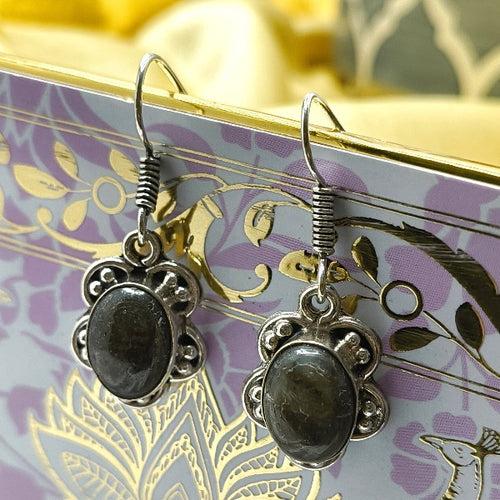 Oval Labradorite Stone Earrings