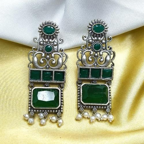 Kundan Dangle Oxidized Earrings