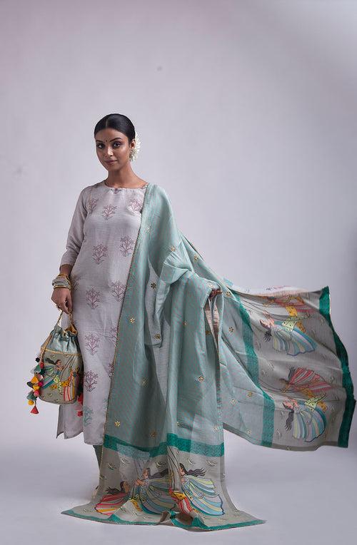 Jhoola blue-green dupatta