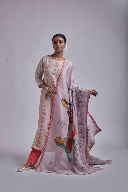 Rose-pink Phugadi dupatta