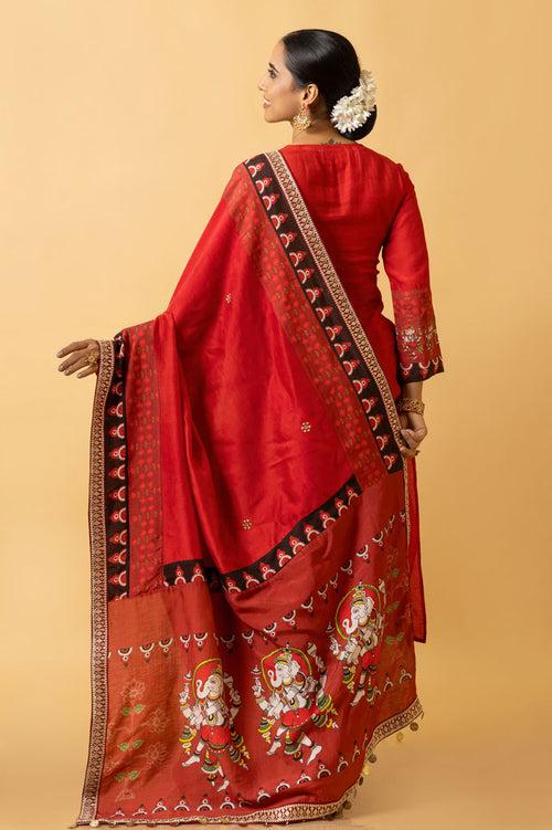 NATYA GANAPATI EMBROIDERED DUPATTA