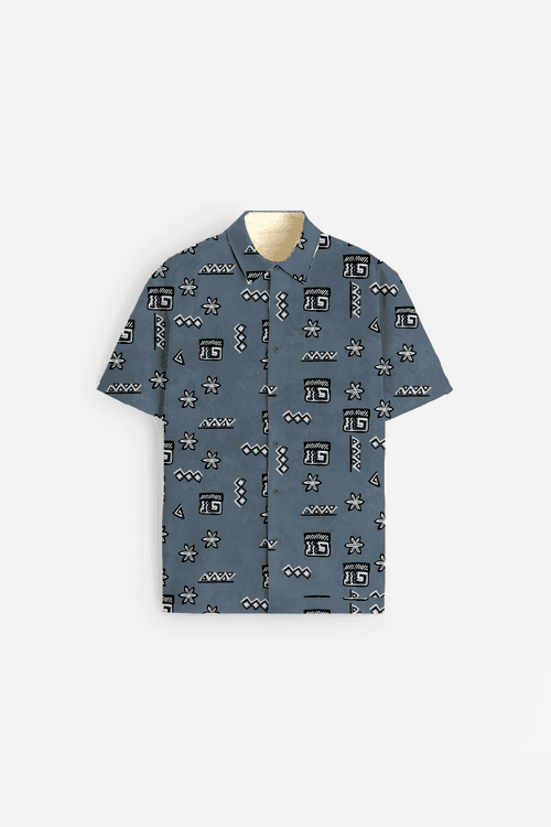 African Culture Print Short Sleeve Shirt