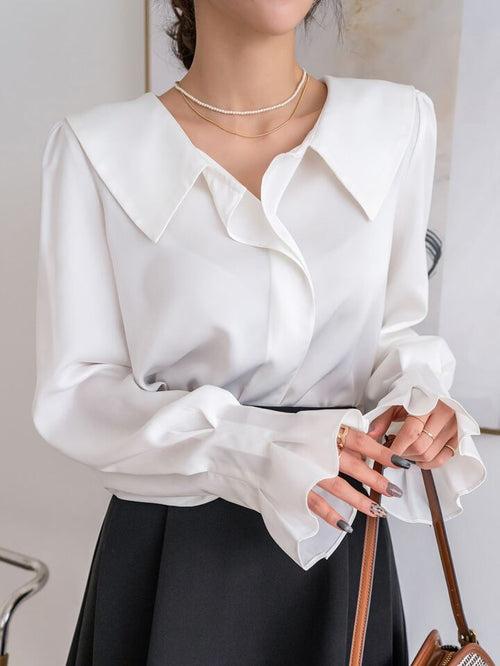 Statement Pleated Flounce Sleeve Blouse