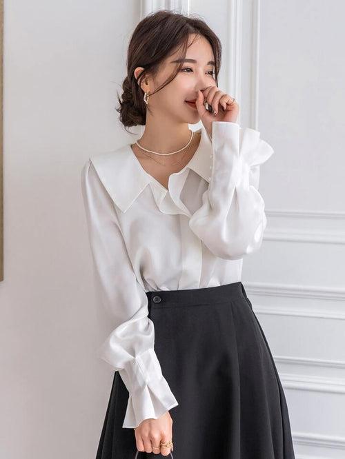 Statement Pleated Flounce Sleeve Blouse