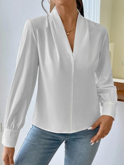 V Neck Pleated Blouse