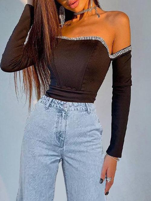 Diamond Girl Off Shoulder Full Sleeve Top