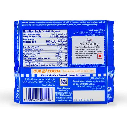 Ritter Sport Fine Milk Chocolate 100g