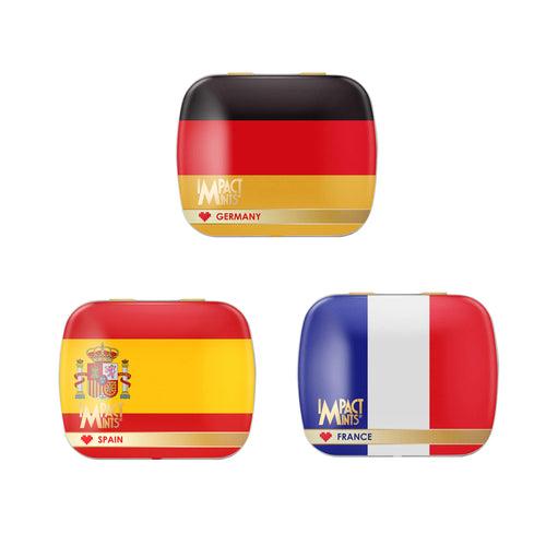 Impact Mints Limited Edition Spearmint Flag Tins 14g - Pack of 3 (Germany, Spain and France)