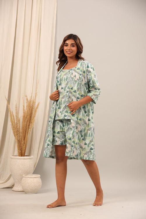 Tropical Garden Spaghetti Top with Shorts and Robe