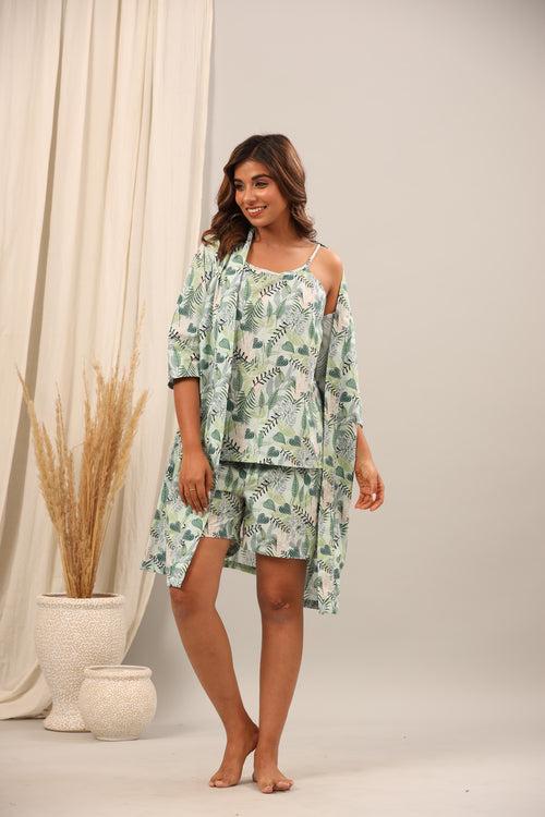 Tropical Garden Spaghetti Top with Shorts and Robe