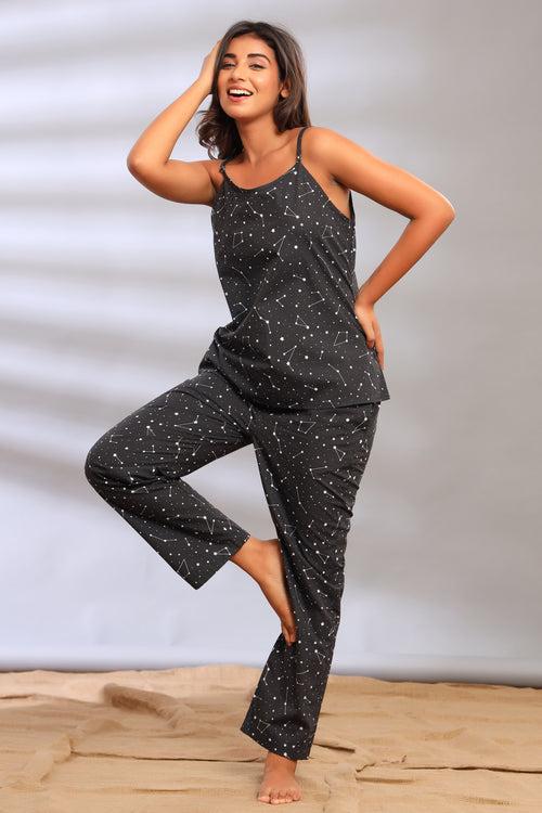 Constellation Spaghetti Top with Pajamas for Women