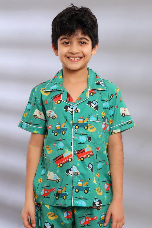 Speeding Vehicles Pajama Set for Boys