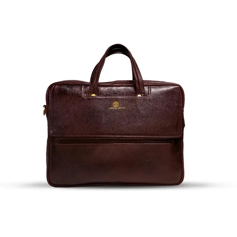 Fingerlock Smart Leather Laptop Bag (Brown)