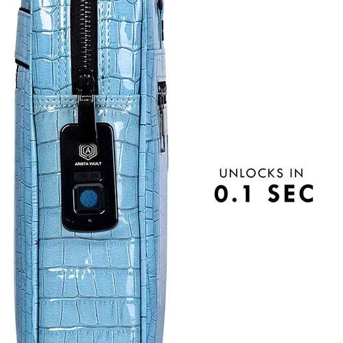 Croc-Textured Fingerlock Smart Laptop Bag (Sky Blue)