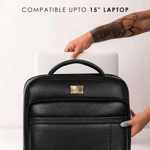 Smart Fingerlock Backpack Leather in (Black)