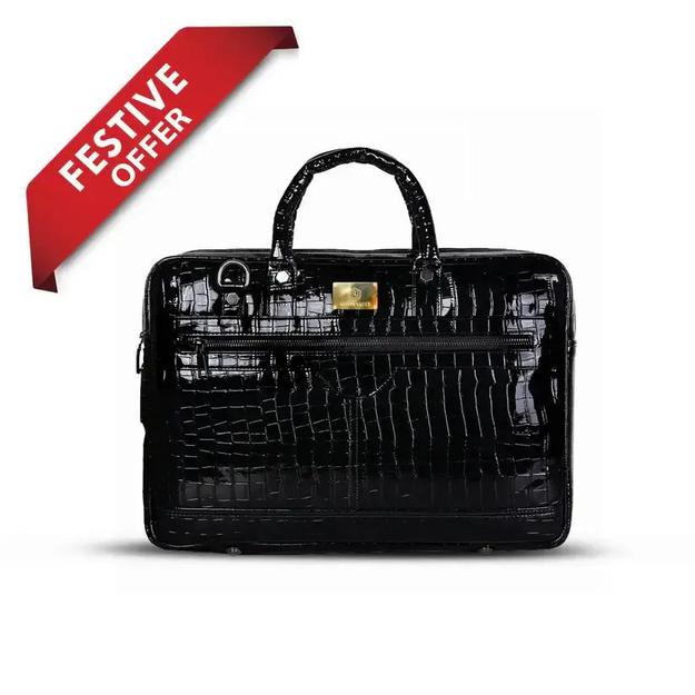 Croc-Textured Fingerlock Smart Laptop Bag