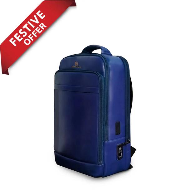 Smart Fingerlock Backpack Leather in (Blue)