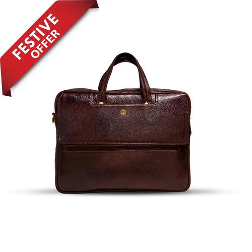 Fingerlock Smart Leather Laptop Bag (Brown)