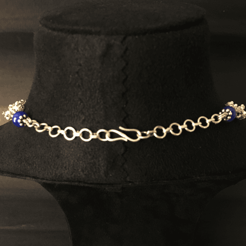 Blue stone jadau stone silver neckpiece