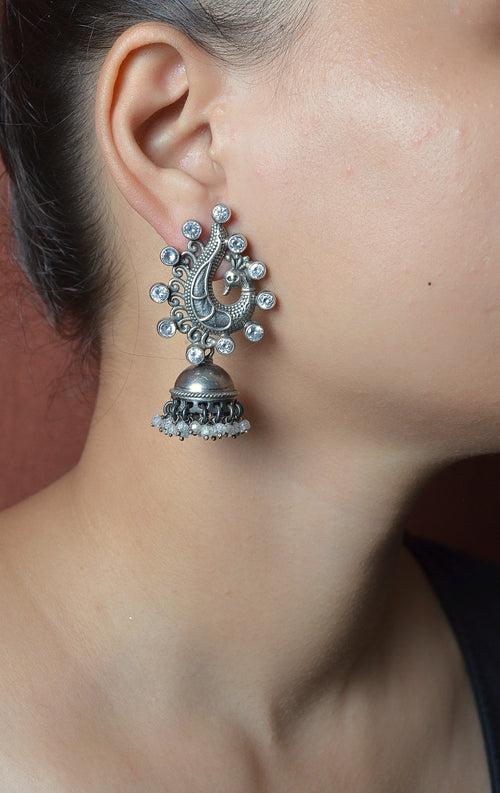 Mehpriya elegant kundan silver jhumkis