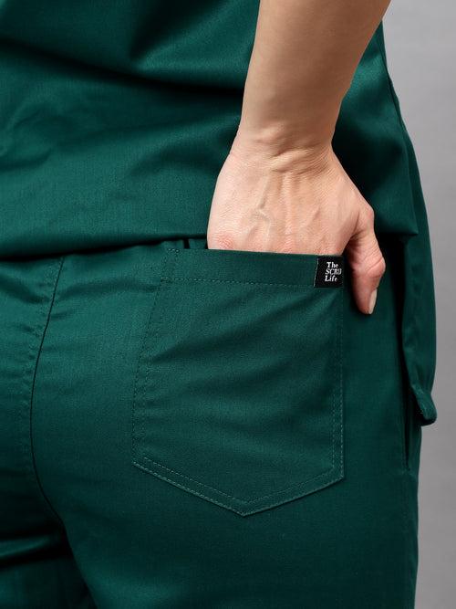 Stretchable (2Way) Female Hunter Green Straight Scrub Pant